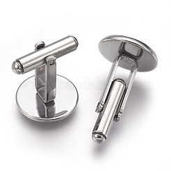 変色しにくいフラットラウンド型ステンレススチール製カフス  ステンレス鋼色  19.5x18x16mm  トレイ：14mm&nbsp;X-STAS-P207-08P-D