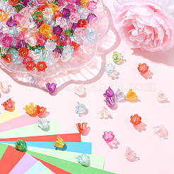 540色UVメッキアクリルビーズキャップ9個  DIY装飾用アクセサリー  虹色の花  ミックスカラー  11x8.5mm  穴：1.4mm  60個/カラー&nbsp;MACR-SP0001-88