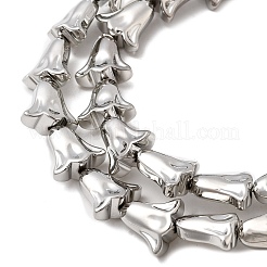 電気メッキガラスビーズセット  花  プラチナメッキ  10.5x11x5.5mm  穴：0.8mm  約38個/連  15.75''（40センチメートル）&nbsp;X-EGLA-F166-14P