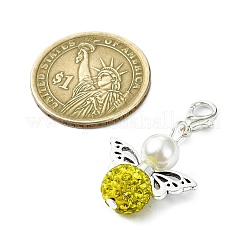 5Pcs 5 Colors Polymer Clay & Glass Pearl & Alloy Angel Pendant Decoration&nbsp;HJEW-JM02633