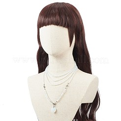 2 個 2 スタイル オパライト ハート ペンダント ネックレス セット  女性のための真鍮磁気クラスプ付きroudnビーズ三層マルチ連ネックレス  7.76~39.37インチ（19.7~100cm）  1個/スタイル&nbsp;NJEW-JN04068
