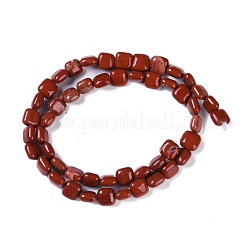 天然石レッドジャスパービーズ連売り  正方形  8.5x8.5x5mm  穴：1.6mm  約50個/連  16.34''（41.5センチメートル）&nbsp;G-M435-A05-01