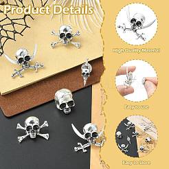 8Pcs 4 Styles Halloween Alloy Lapel Pin Backs for Backpack Clothes&nbsp;JEWB-CJ0003-46