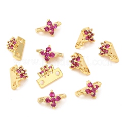 真鍮製マイクロパヴェキュービックジルコニア連バー  18KGP本金メッキ  花  オールドローズ  7x10.5x7mm  穴：1.6mm&nbsp;KK-I705-02A