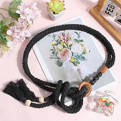2個 2色 ハンドメイド織りコットンタイノットウエストチェーンベルト レディース ドレス用  ミックスカラー  1400x10mm  1pc /カラー&nbsp;AJEW-CP0010-56C