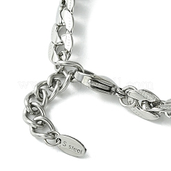 Cubic Zirconia Rectangle Link Bracelet with 304 Stainless Steel Chains&nbsp;BJEW-Q775-01P