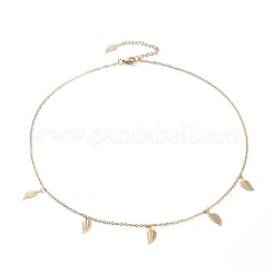 304ステンレススチールジュエリーセット  アズキチェーンペンダントネックレス＆スタッドピアス＆ブレスレット  カニカン付き  葉  ミックスカラー  17.83インチ（45.3cm）  7.32インチ（18.6cm）  21mm  ピン：0.7mm&nbsp;SJEW-Z001-12