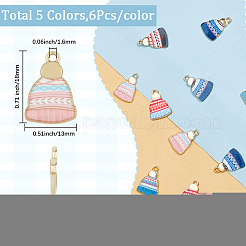 30Pcs 5 Colors Winter Theme Printed Alloy Pendants&nbsp;FIND-SC0019-61