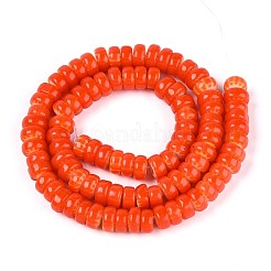 手作りミッレフィオーリガラスビーズ連売り  バレル  レッドオレンジ  7.5~8.5x3.5~4mm  穴：1mm  約93~97個/連  13.98~14.17''（35.5~36センチメートル）&nbsp;LAMP-T021-28A-02