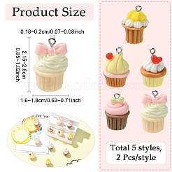 10Pcs 5 Styles Opaque Resin Pendants&nbsp;RESI-YW0004-96