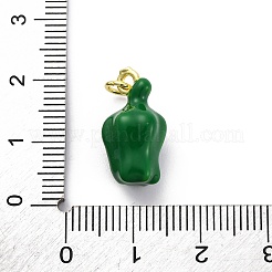 真鍮製エナメルペンダント  丸カン付き  ラックめっき  持続的なメッキ  カドミウムフリー＆鉛フリー  18KGP本金メッキ  コショウチャーム  濃い緑  17.5x9.5x9mm  穴：3mm&nbsp;KK-U066-03C-G