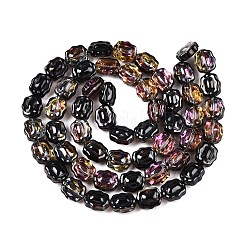 電気メッキガラスビーズセット  花  ブラック  12x10x6~6.5mm  穴：1mm  約55個/連  26.93''（68.4センチメートル）&nbsp;EGLA-T021-05K