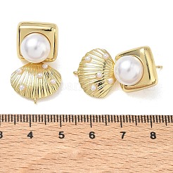 Brass Stud Earrings Findings&nbsp;KK-K427-38G