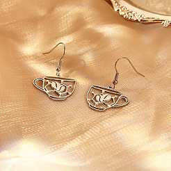 Non-Tarnish Coffee Cup Shape 304 Stainless Steel Dangle Earrings&nbsp;LY4218-1