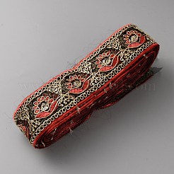 ポリエステルリボン  ジャカードリボン  チロリアンリボン  フラット  カラフル  レッド  2インチ（52mm）&nbsp;OCOR-WH0077-126A