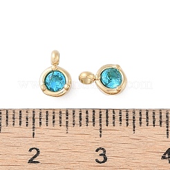 304ステンレスペンダント  ラインストーン付き  14KGP本金メッキ  フラットラウンド  インディコライト  7x5x3mm  穴：1.4mm&nbsp;STAS-L022-425G-03