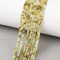 天然のグリーンガーネットビーズ連売り  多面カット  ラウンド  2mm  穴：0.6mm  約174個/連  14.96