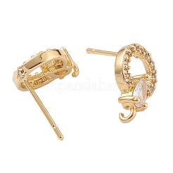 8 Pairs Brass Micro Pave Clear Cubic Zirconia Stud Earring Findings&nbsp;KK-ZZ0001-09-RS