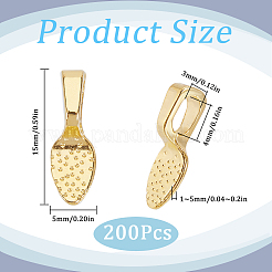 合金接着フラットパッドベイル200個  シャベルペンダントベイル  ゴールドカラー  15x5x1~5mm  穴：4.5x3mm&nbsp;FIND-SP0001-83G