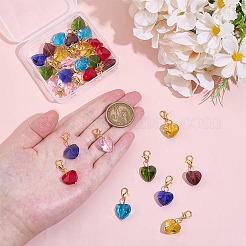 28Pcs 7 Colors Faceted Heart Glass Pendants Decoration&nbsp;HJEW-PH02040