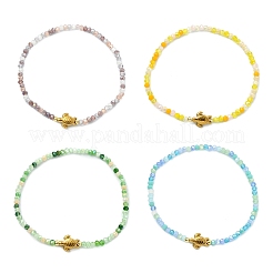 AB Color Plated Glass & 304 Stainless Steel Beaded Stretch Bracelets for Women&nbsp;BJEW-JB13923
