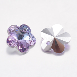 カット加工ガラスラインストーンチャーム  模造オーストリアのクリスタル  花  vitrail light  8x8x4mm  穴：1mm&nbsp;RGLA-F055-8x8-001VL