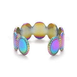 Ion Plating(IP) Rainbow Color 304 Stainless Steel Oval Wrap Open Cuff Ring for Women&nbsp;RJEW-C025-05M