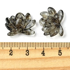 透明樹脂ビーズ  ツートンカラーの蓮の花  グレー  15x19x7mm  穴：1.8mm&nbsp;CRES-B021-05