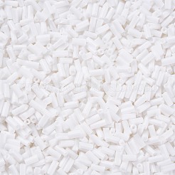 不透明色ガラスラッパビーズ  丸い穴  ホワイト  3~8x2mm  穴：0.7mm  約450g /ポンド&nbsp;SEED-N005-001-B06