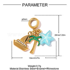 Summer 304 Stainless Steel Enamel Pendants&nbsp;STAS-OY012-10G