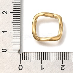 PVD真空メッキ304ステンレス鋼リンクリング  織り目加工の正方形  18KGP本金メッキ  17x17x3mm  内径：13x13mm&nbsp;STAS-P371-092G