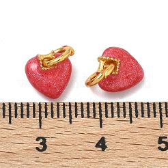 合金エナメルチャーム  ハートチャーム  ゴールドカラー  グリッターパウダー付き  クリムゾン  8x8.5x4mm  丸カン：6.5x1.5ミリ  内径：4.5mm&nbsp;ENAM-B037-01G-01