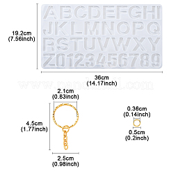 Diyキーホルダー作成キット  アルファベットのa～zと数字の0~9のペンダントDIYシリコン型を含む  真鍮のピアスフックと鉄のスプリットキーリングとオープン丸カン  ゴールドカラー  192x360x2mm&nbsp;DIY-FS0008-25