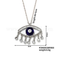 Cute Eye Brass Clear Cubic Zirconia Pendant Necklaces&nbsp;SU9142-2