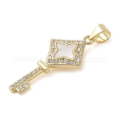 Brass Micro Pave Clear Cubic Zirconia Pendants&nbsp;KK-I712-58G-02