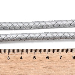 芯入り編み革紐  革のアクセサリーコード  ジュエリーDIY製版材料  染め  ラウンド  ライトグレー  6mm  約5.47ヤード（5m）/バンドル&nbsp;WL-F009-6mm-05