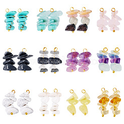 24Pcs 12 Styles Mixed Gemstone Chip Pendants&nbsp;PALLOY-TAC0166