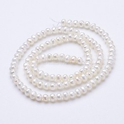 天然養殖淡水パールビーズ連売り  ポテト  ホワイト  3.1~3.5x4~4.5mm  穴：0.5mm  約105~110個/連  15~15.3インチ&nbsp;PEAR-F004-65