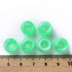 アクリルヨーロピアンビーズ  天然石風  大穴ビーズ  バレル  ミディアムスプリンググリーン  11.5x11mm  穴：6mm  約770個/500g&nbsp;MACR-S375-003-01