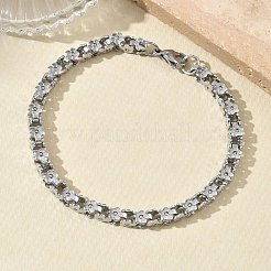 304ステンレススチール製フラワーリンクチェーンネックレス＆ブレスレットセット  ステンレス鋼色  503mm&nbsp;SJEW-D091-04P