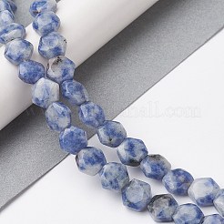天然ブルースポットジャスパービーズ連売り  ファセット六角形カット  六角  8~8.5x9~9.5x4~4.5mm  穴：1mm  約25個/連  8.11''（20.6センチメートル）&nbsp;G-K359-C17-01