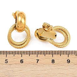 304 Stainless Steel Double Ring Dangle Stud Earrings&nbsp;EJEW-K268-21G