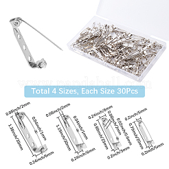 鉄製ブローチ金具 120種類 4個  バックバーピン  プラチナ  20~35x5~6x5~6mm  30個/スタイル&nbsp;IFIN-SP0001-33P