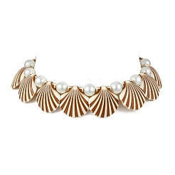 Ocean Baking Paint Pearlized Glass Pearl Round and Spray Painted Opaque Acrylic Shell Shaped Beaded Necklaces for Women&nbsp;NJEW-JN06272