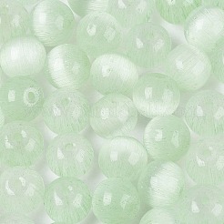 Fgbグレードaドローベンチスタイルガラスシードビーズ  ラウンド  模造キャットアイビーズ  淡緑色  9.5mm  穴：1.4~1.6mm  約420個/ポンド&nbsp;SEED-Q040-10MM-21