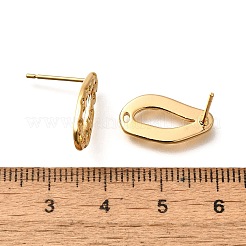 真鍮製スタンドピアス  18KGP本金メッキ  17x10mm  穴：2x1mm  ピン：0.8x10mm&nbsp;KK-K294-30G