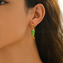 Fish Brass Enamel Dangle Stud Earrings&nbsp;ZL5272