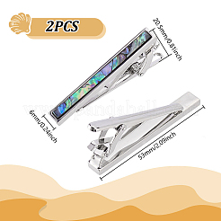 真鍮のタイクリップ  天然パウアシェル付き  長方形  プラチナ  53x6x20.5mm&nbsp;AJEW-WH0248-623