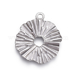 変色しにくい304ステンレススチールペンダント  フローラル  ステンレス鋼色  20x18x1mm  穴：1.6mm&nbsp;STAS-I117-10P