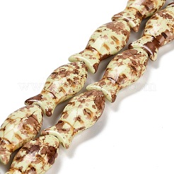 合成ターコイズビーズ連売り  魚  染め  スプレー塗装  淡黄色  24x11.5~12x7mm  穴：1.2mm  約17個/連  15.16''（38.5センチメートル）&nbsp;TURQ-F019-01E